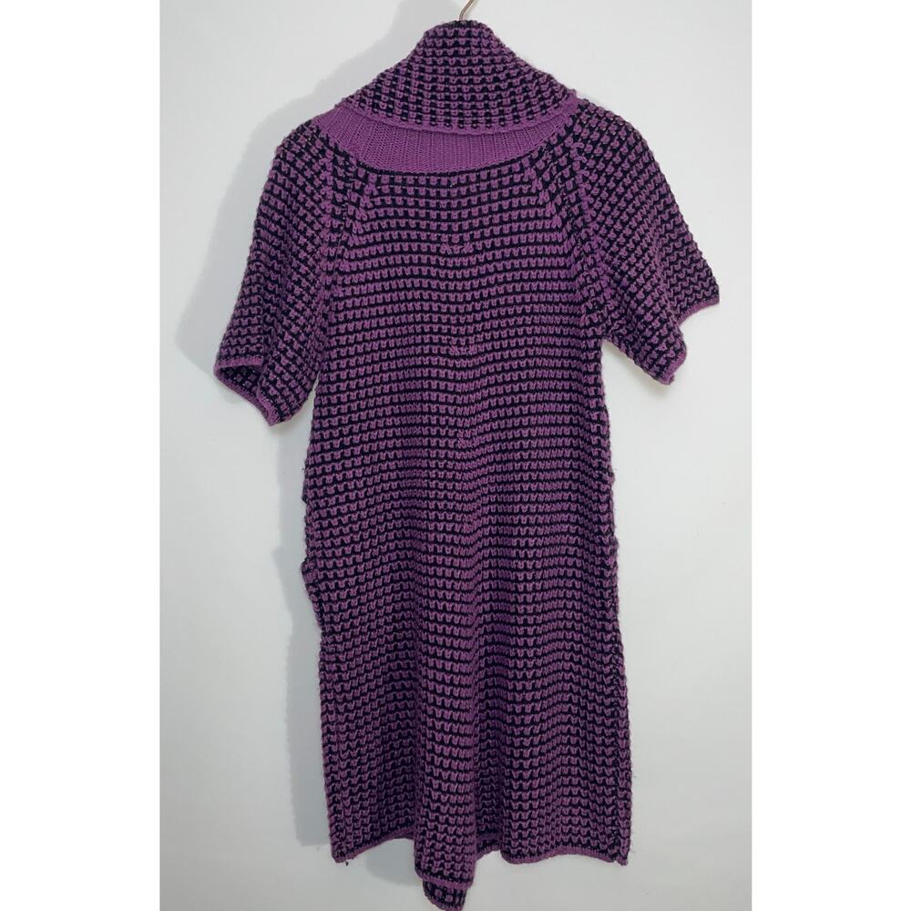Bacci Cowl Neck Sweater Dress - Size M - Black, Purple Loose Knit, Radial Pocket - Picture 2 of 7